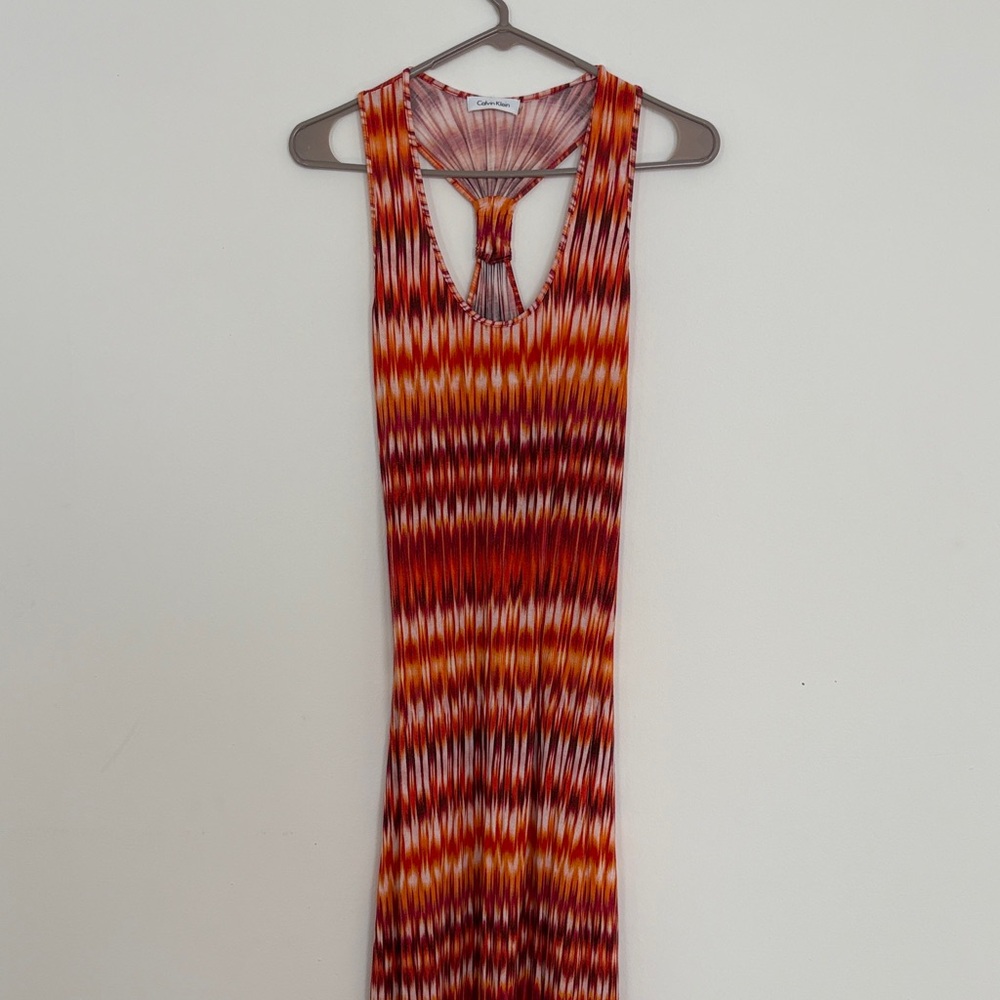 Calvin Klein Red and Orange Maxi Dress. Fits like a small medium.